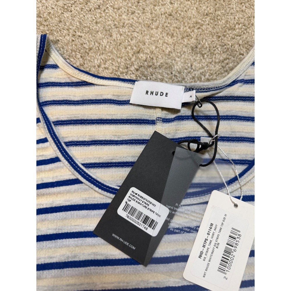 Rhude Striped Signature Logo Tank Top Size M Brand New - Picture 4 of 6